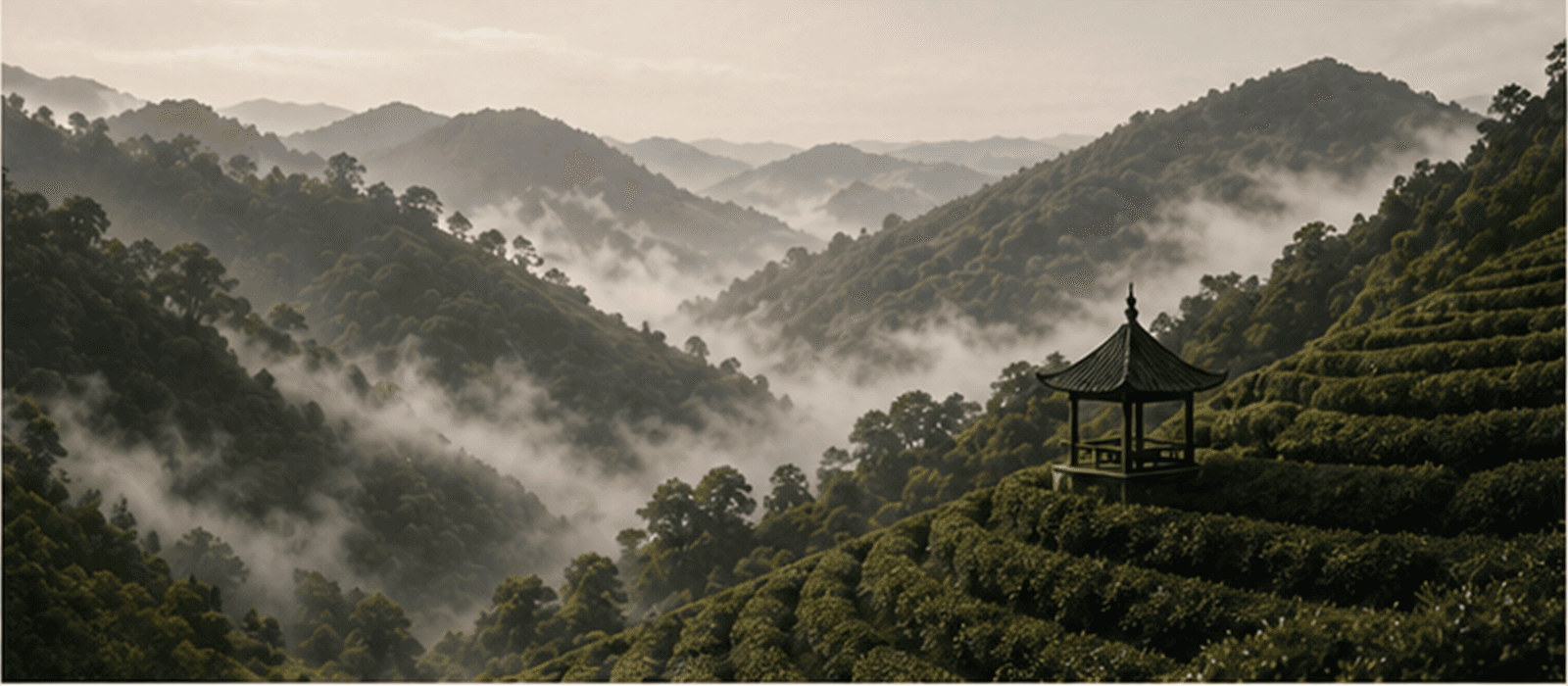 Misty tea mountain terraces